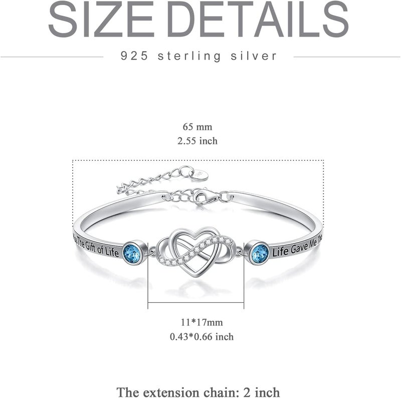 AOBOCO 925 Sterling Silver Adjustable Infinity Heart Bangle Bracelet for Sister Best Friend Daughter Mom Grandma Granddaughter Daughter in Law Godmother Goddaughter Stepmom Stepdaughter - Image 4